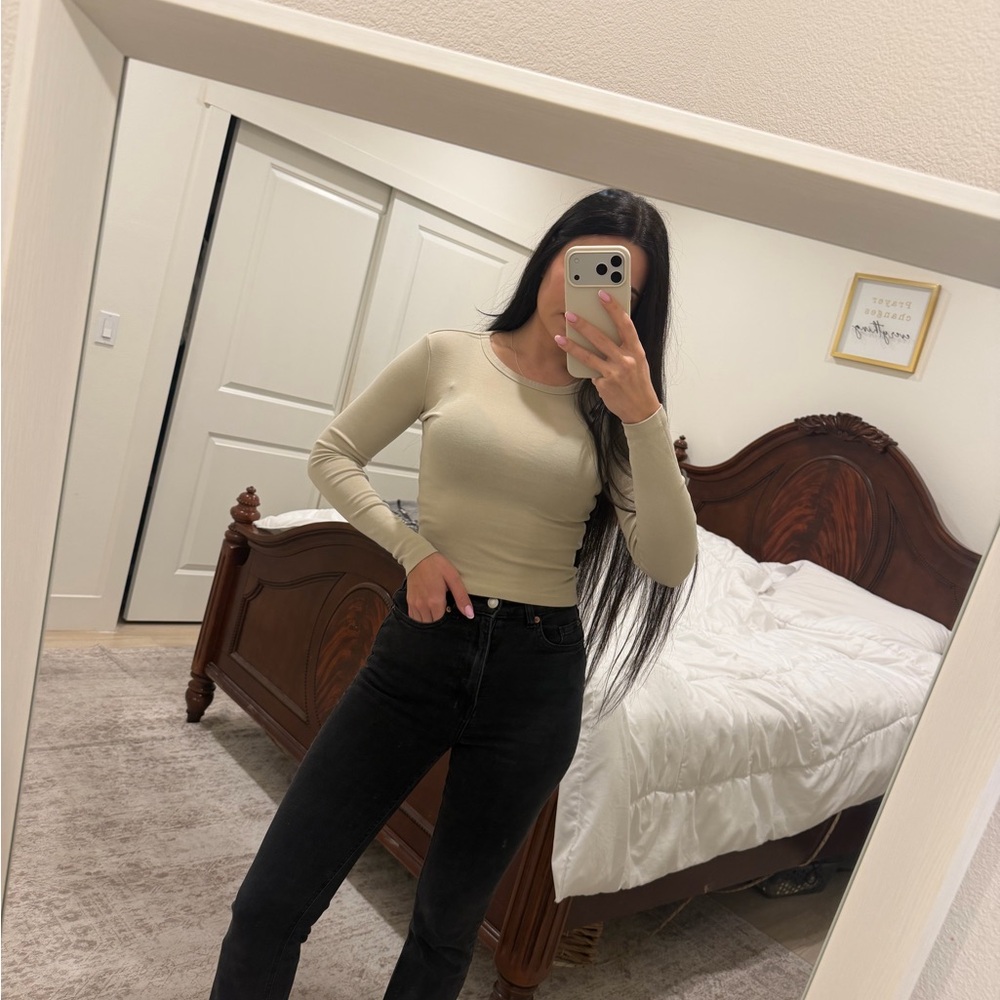 Zara Beige Long Sleeve Top